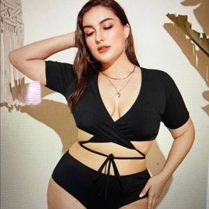 NWT Shein Plus Rib Crisscross Bikini Swimsuit